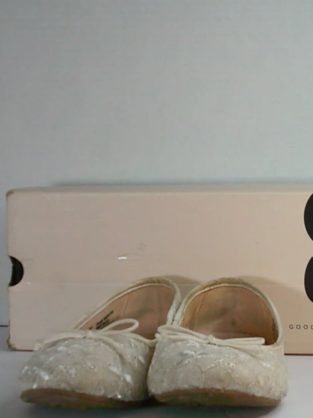 SO ivory lace ballet flats bow